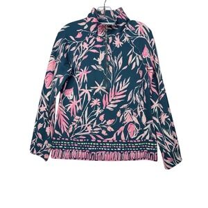 Lilly Pulitzer UPF Skipper Popover Sweatshirt Tidal Wave Its Prime Time Size S